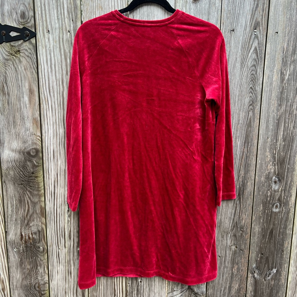Pure Jill Red Velour/Velvet Tunic Long Sleeve Top with Pockets Sz Med Petite - Picture 9 of 9